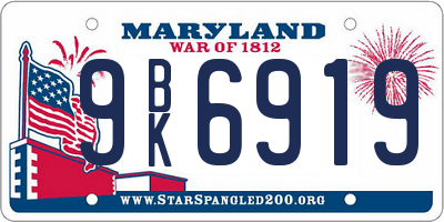MD license plate 9BK6919