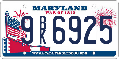 MD license plate 9BK6925