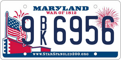 MD license plate 9BK6956