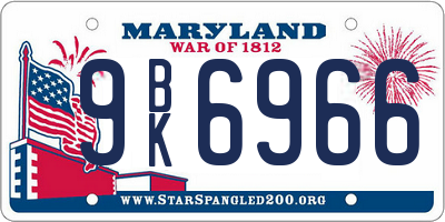 MD license plate 9BK6966