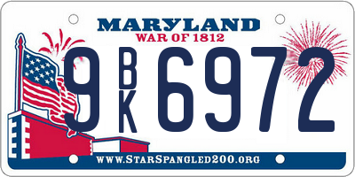 MD license plate 9BK6972
