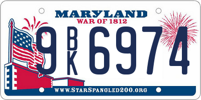 MD license plate 9BK6974