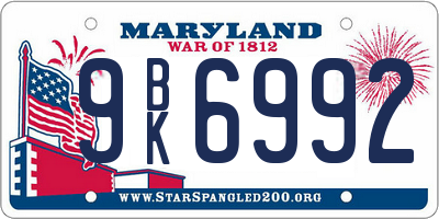 MD license plate 9BK6992