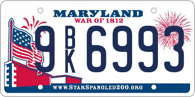 MD license plate 9BK6993