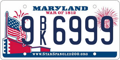 MD license plate 9BK6999