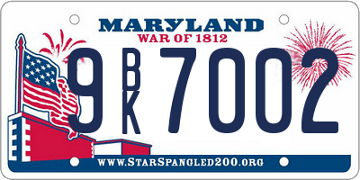 MD license plate 9BK7002