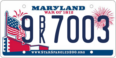MD license plate 9BK7003