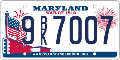MD license plate 9BK7007