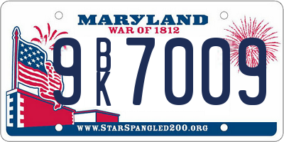 MD license plate 9BK7009