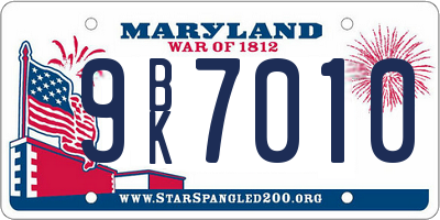 MD license plate 9BK7010