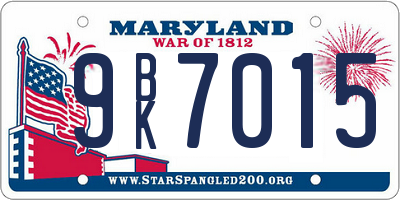 MD license plate 9BK7015