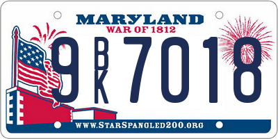 MD license plate 9BK7018