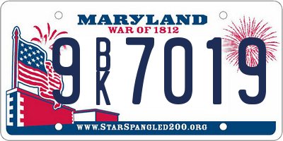 MD license plate 9BK7019