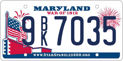 MD license plate 9BK7035