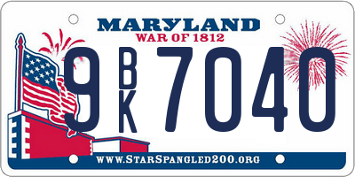 MD license plate 9BK7040