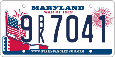 MD license plate 9BK7041