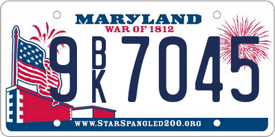 MD license plate 9BK7045