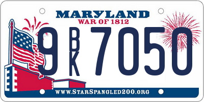 MD license plate 9BK7050