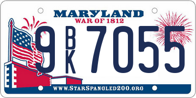 MD license plate 9BK7055