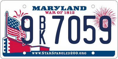 MD license plate 9BK7059