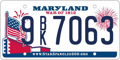 MD license plate 9BK7063