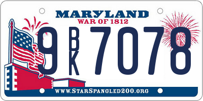 MD license plate 9BK7078