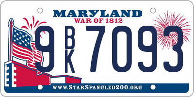 MD license plate 9BK7093