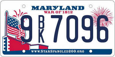 MD license plate 9BK7096