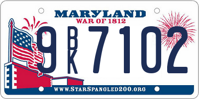 MD license plate 9BK7102