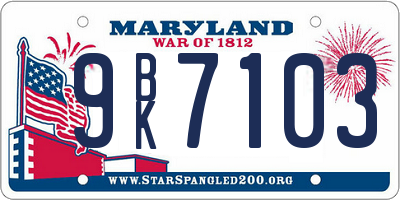 MD license plate 9BK7103