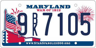 MD license plate 9BK7105