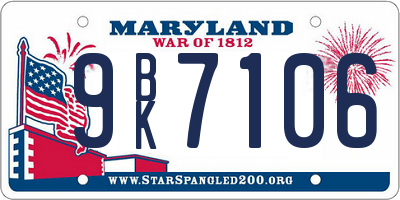 MD license plate 9BK7106
