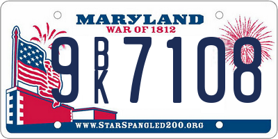 MD license plate 9BK7108