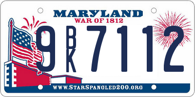 MD license plate 9BK7112