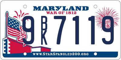 MD license plate 9BK7119