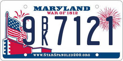 MD license plate 9BK7121