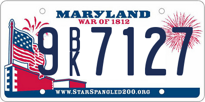 MD license plate 9BK7127