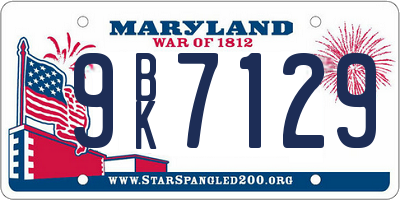 MD license plate 9BK7129