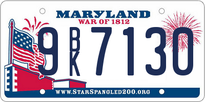 MD license plate 9BK7130