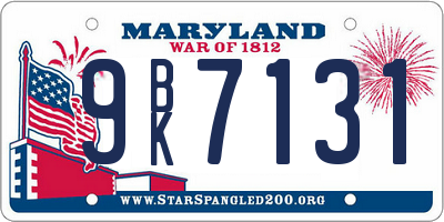 MD license plate 9BK7131