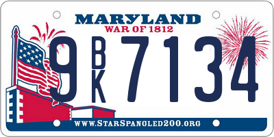 MD license plate 9BK7134
