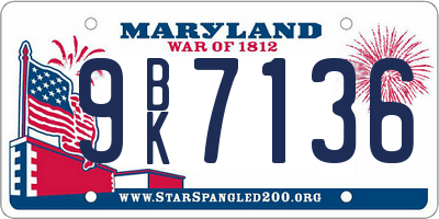 MD license plate 9BK7136
