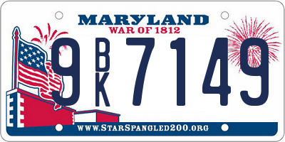 MD license plate 9BK7149