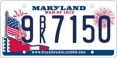 MD license plate 9BK7150