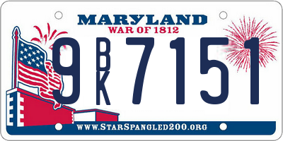 MD license plate 9BK7151