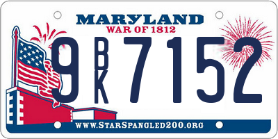 MD license plate 9BK7152