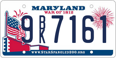 MD license plate 9BK7161