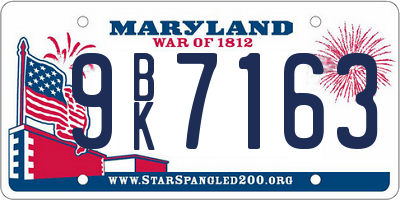 MD license plate 9BK7163