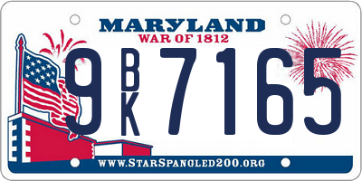 MD license plate 9BK7165