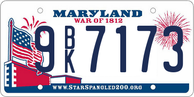 MD license plate 9BK7173